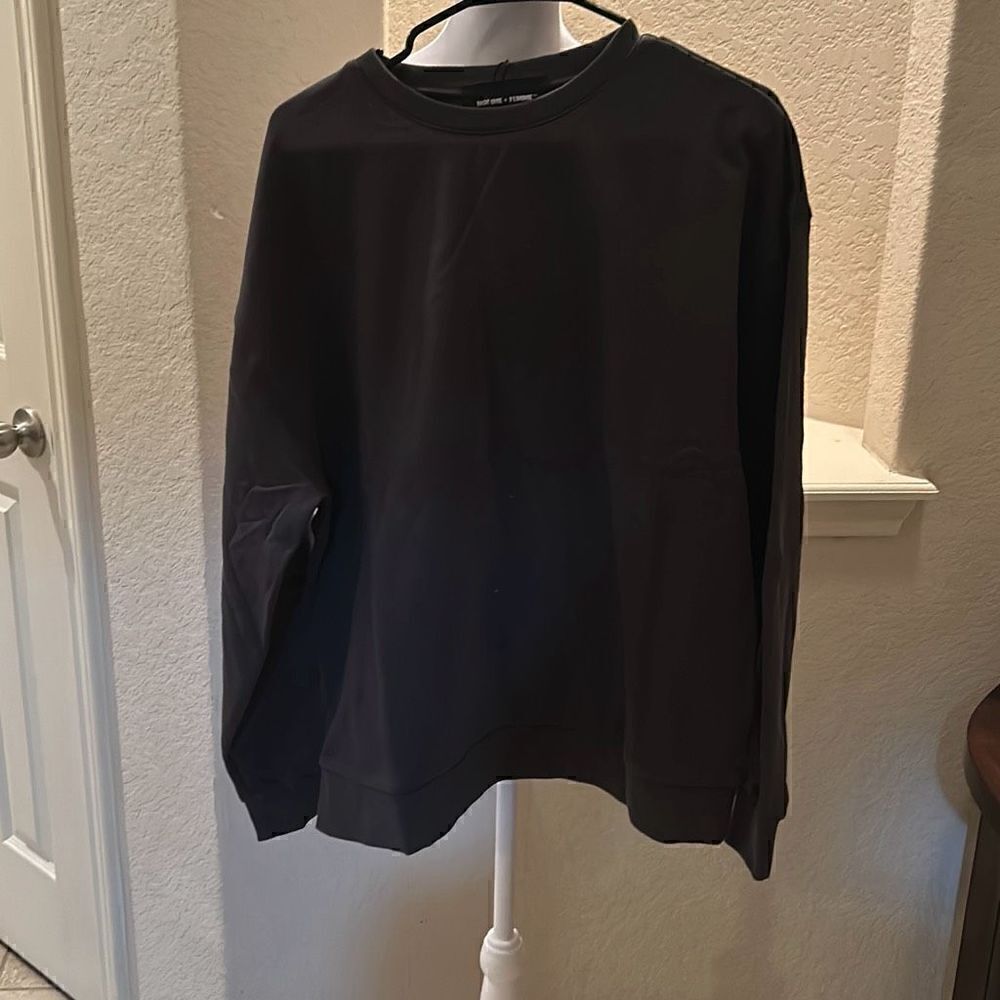 Homme + Femme Size L Relaxed Fit Crewneck Sweatshirt Charcoal Black 100% Cotton